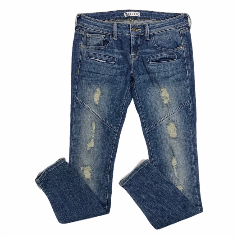 Wildfox Distressed Blue Biker Jeans